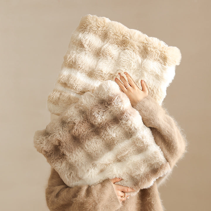 Square luxurious faux fur floor seat cover with dense long pile Stornfield