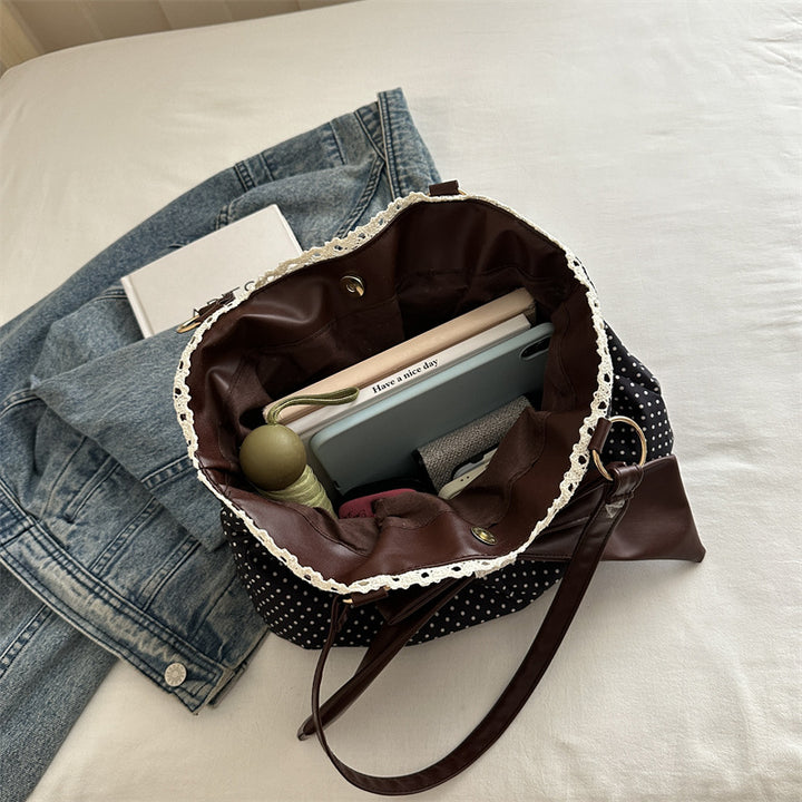 Polka Dot Bow Accent Handbag