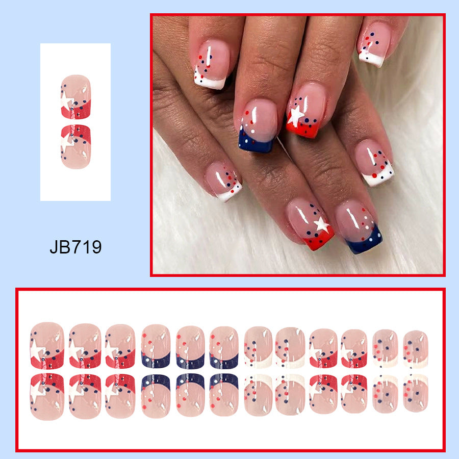 Decorative Press-On Nail Art Set with Star and Stripe Designs Stornfield