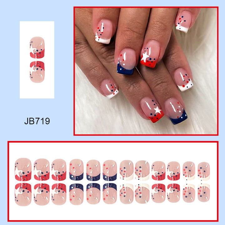 Decorative Press-On Nail Art Set with Star and Stripe Designs Stornfield