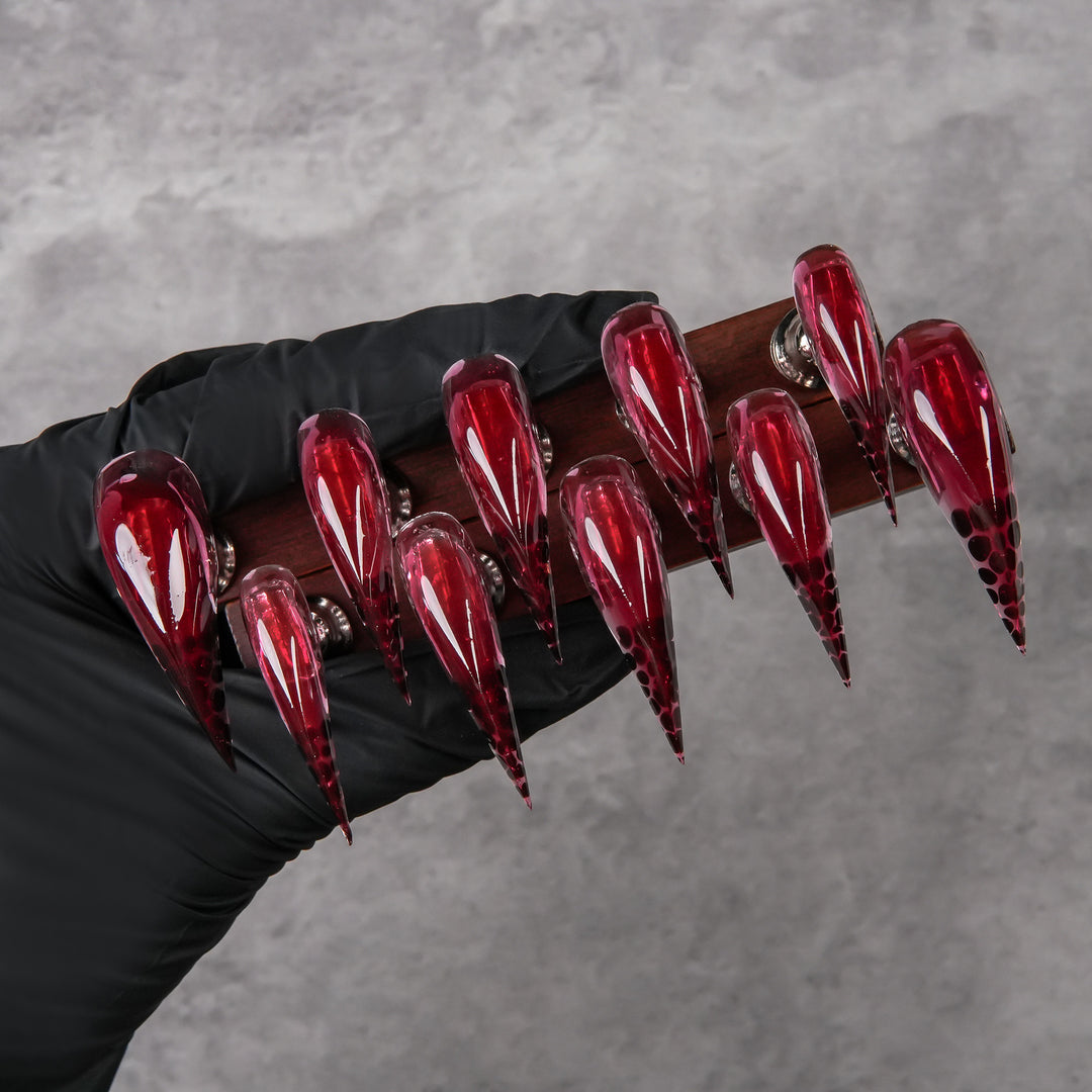 Artistic Stiletto Press-On Nails with Glossy Finish