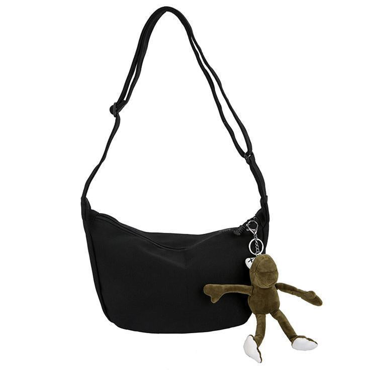 Playful Plush Monkey Charm Crossbody Bag
