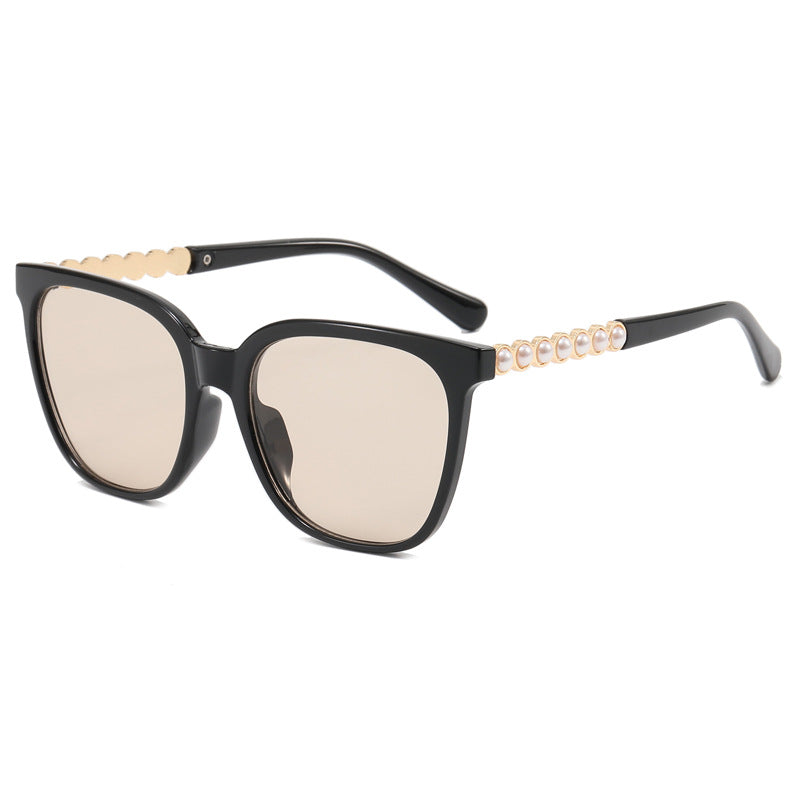 Women's oversized sunglasses with elegant pearl jewelry decoration Stornfield