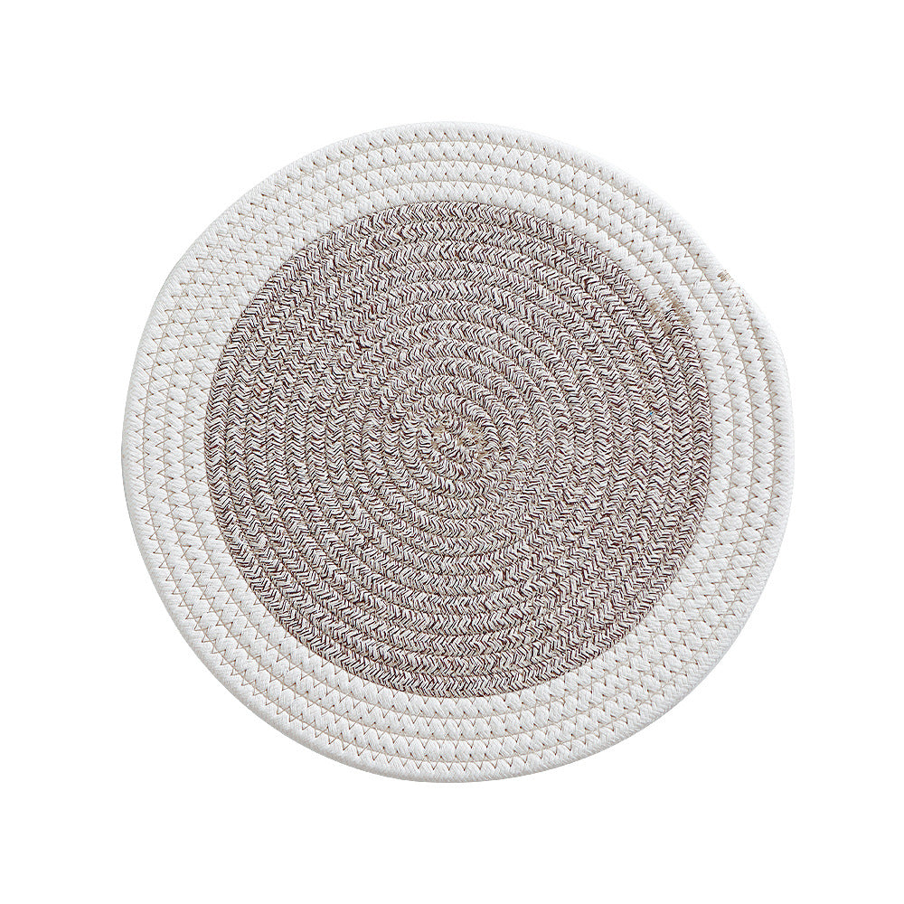 Round woven cotton braided rug for living and entrance area Stornfield