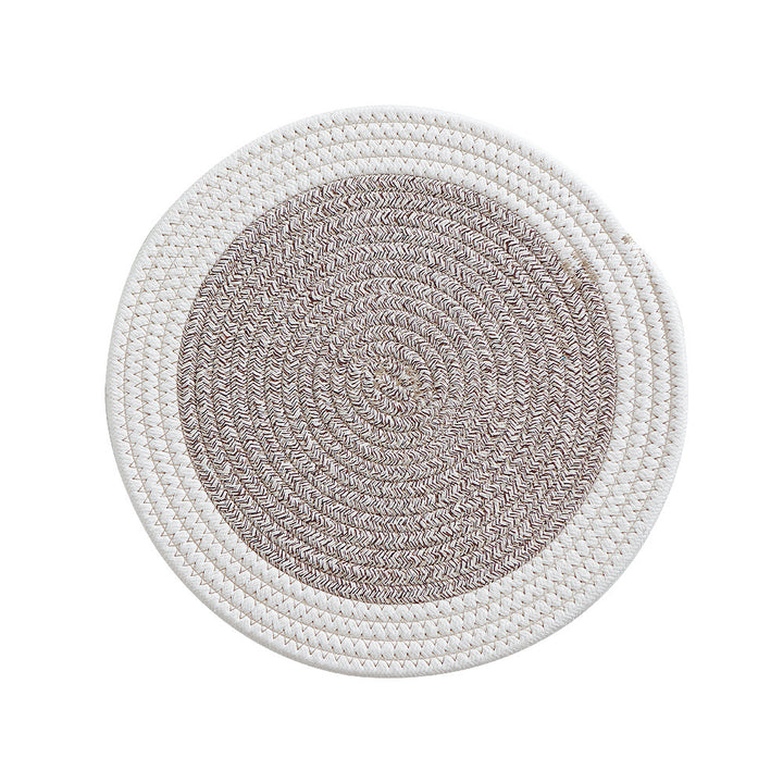 Round woven cotton braided rug for living and entrance area Stornfield