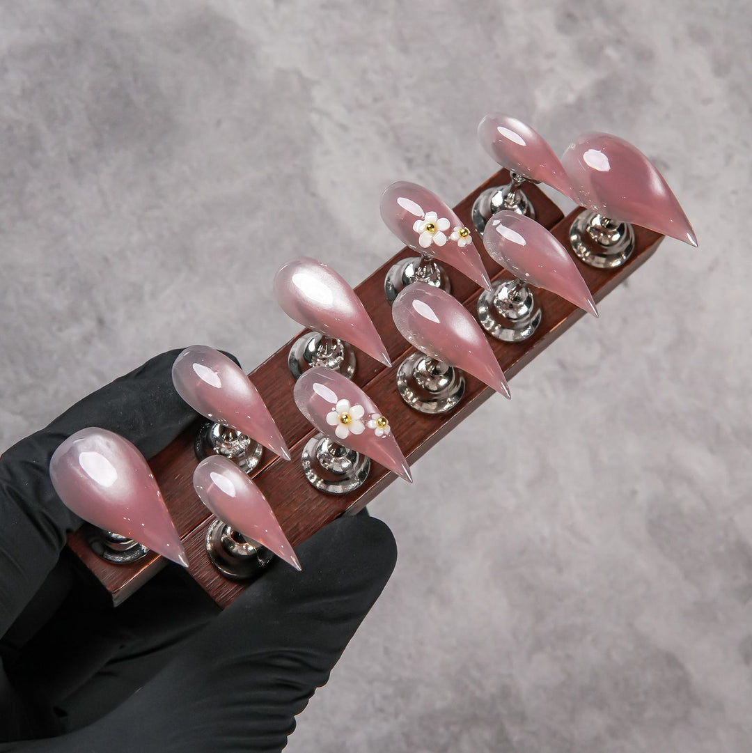 Elegant Stiletto Press-On Nail Set with Floral Embellishments