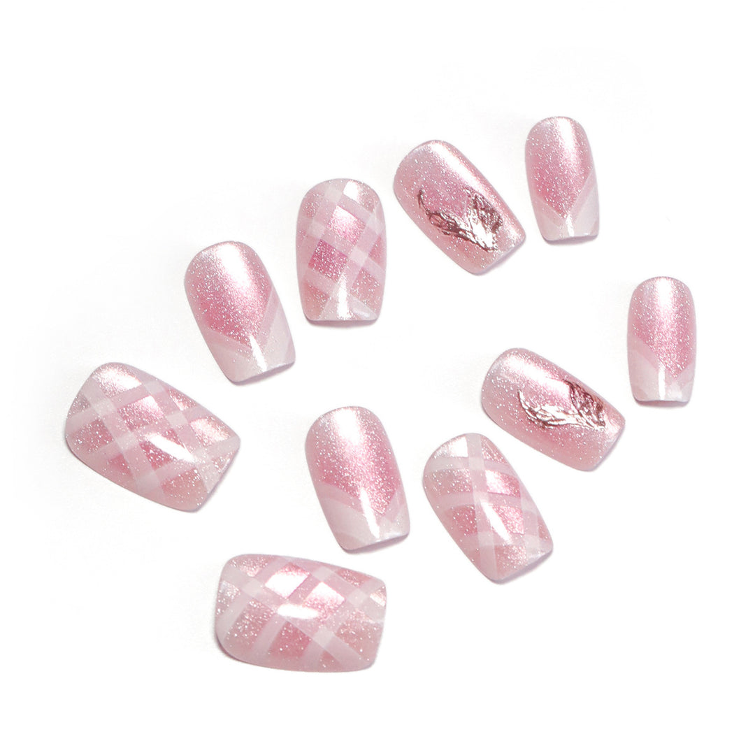 Nail art set with glamorous glitter and diagonal design Stornfield
