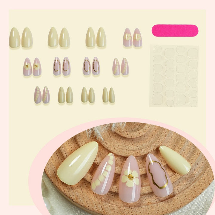 Artificial nail set with glittering flower motifs Stornfield