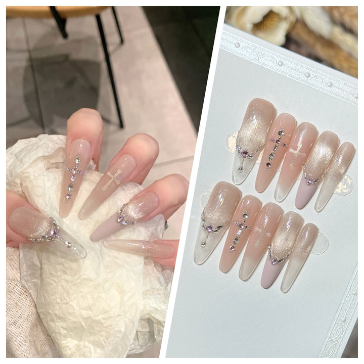 Artistic Stiletto Press-On Nail Set with Charming Patterns Stornfield