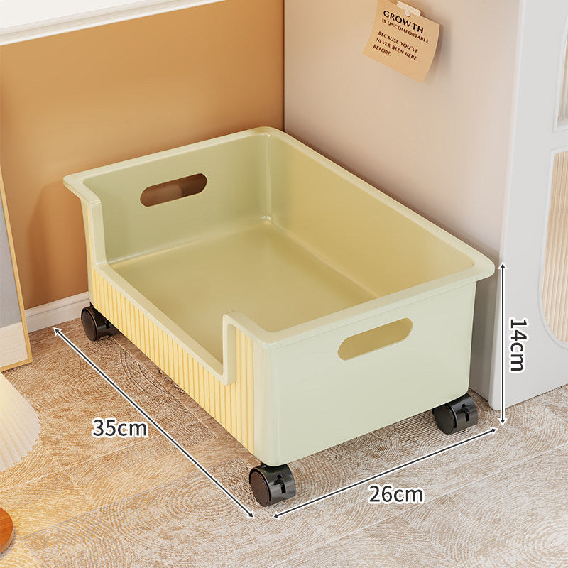 Low-Profile Underbed Storage Drawer with Cutout Handles and Open-Front Access