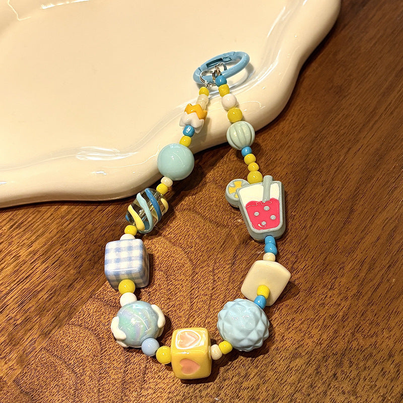 Playful Food-Themed Beaded Keychain Stornfield