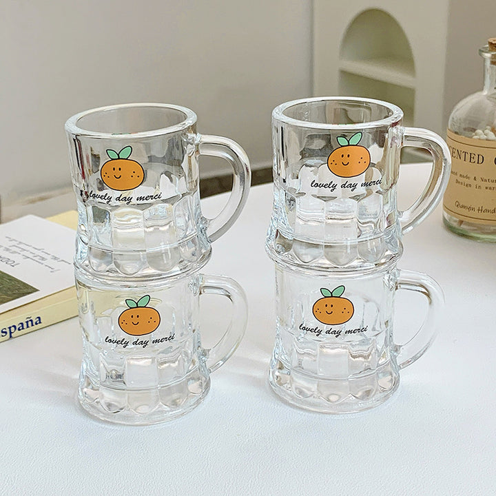 Ceramic mugs set with cheerful orange design Stornfield