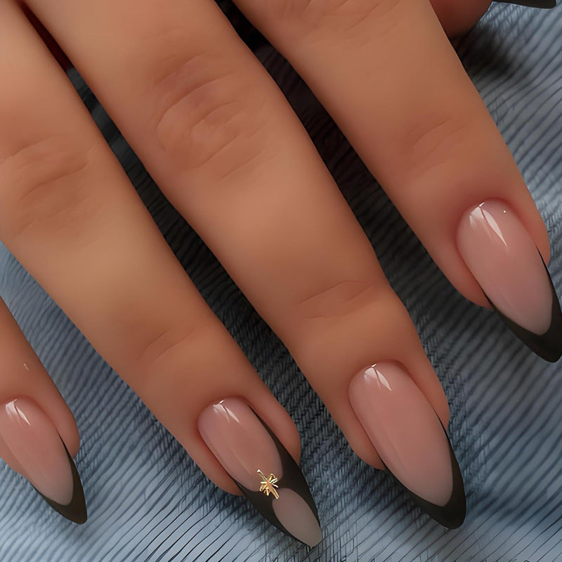 Artificial nail set with elegant lace design and glitter details Stornfield