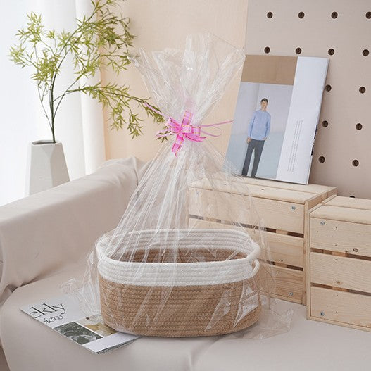 Natural storage basket with ribbons Stornfield