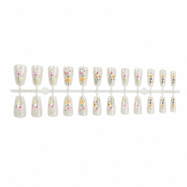 Artistic Floral Press-On Nails Set Stornfield