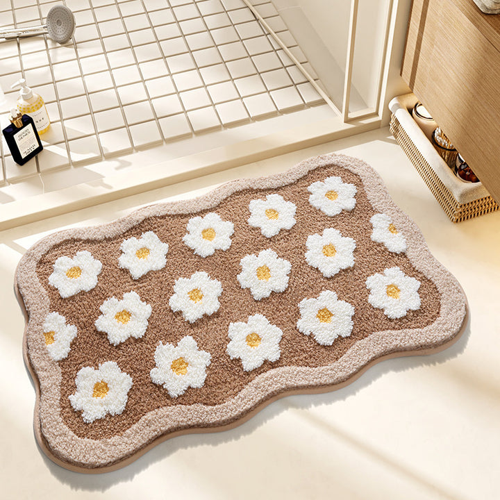 Plush Floral Design Bath Mat Stornfield