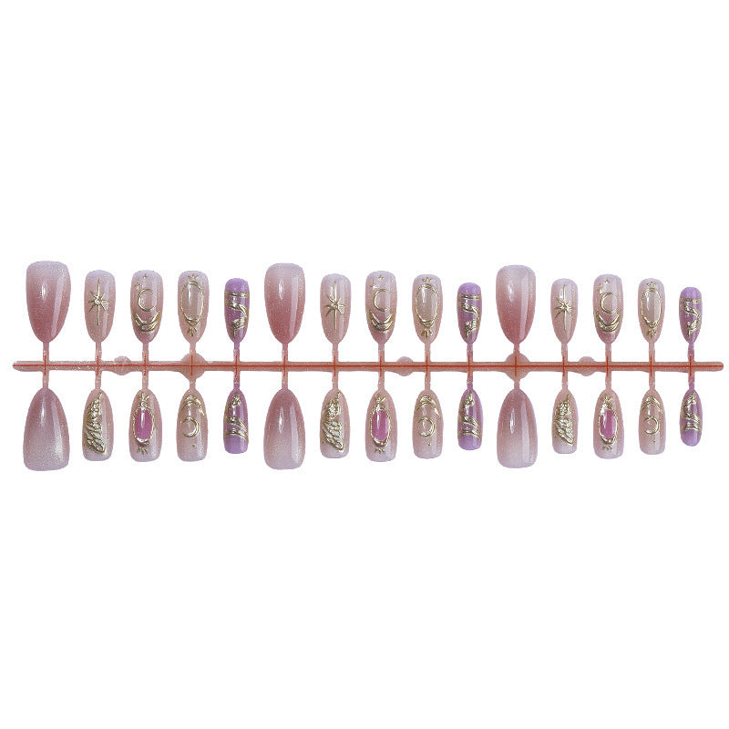 Acrylic nail set with elegant glitter and flower appliqués Stornfield