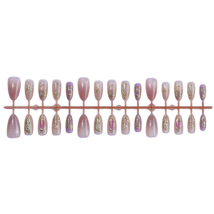 Acrylic nail set with elegant glitter and flower appliqués Stornfield