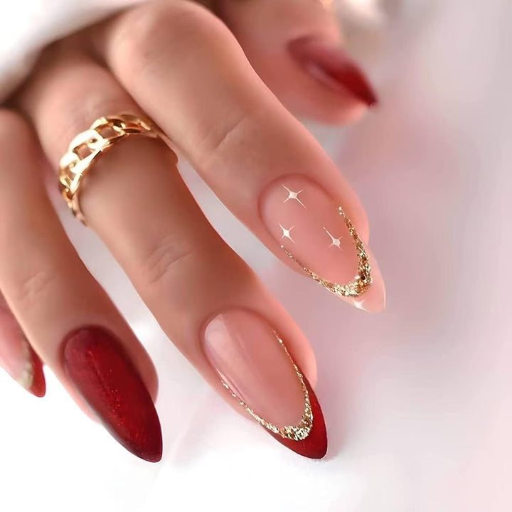 Artificial nail set with luxurious glitter embellishments and stiff tips Stornfield