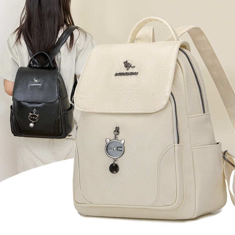 Cute Cat-Themed Leather Backpack Stornfield