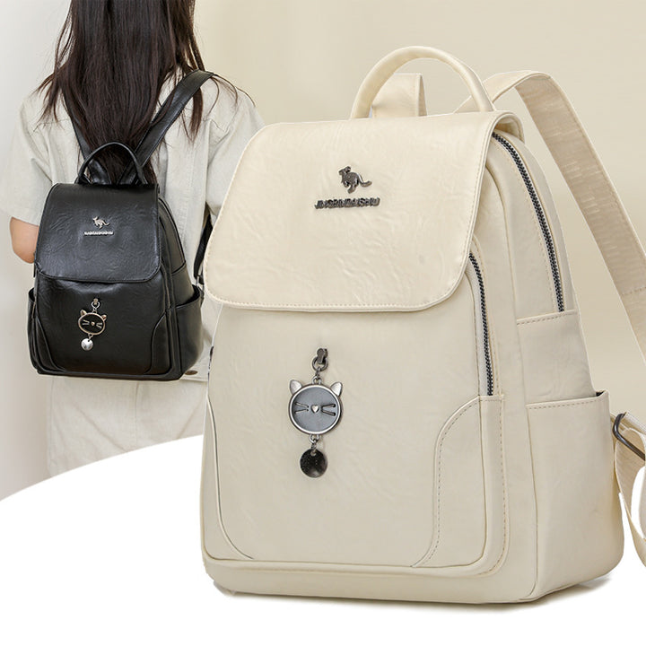 Cute Cat-Themed Leather Backpack Stornfield