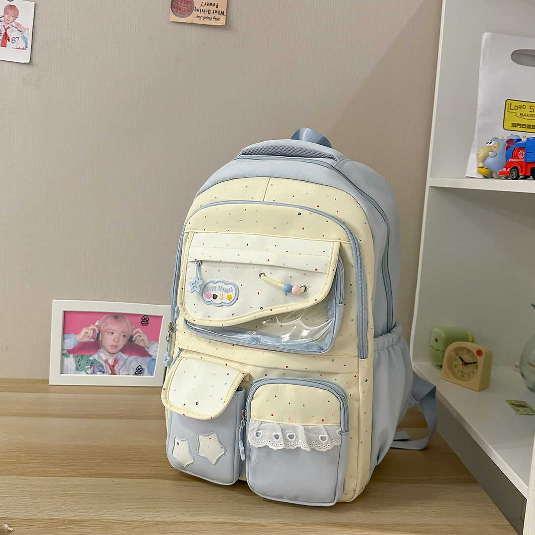 Multi-Pocket Casual Backpack with Transparent Window Stornfield