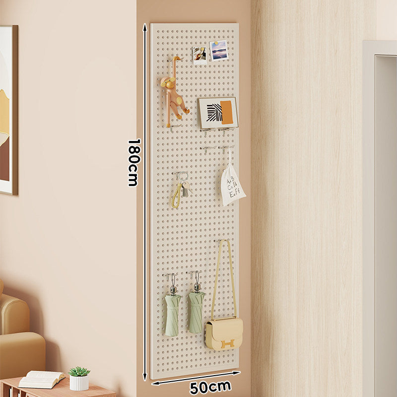 Large Vertical Perforated Wall Storage Panel with Adjustable Hooks and Accessory Mounts