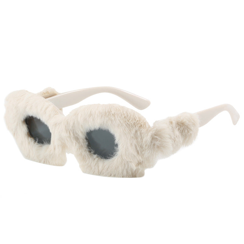 Women eye-catching designer sunglasses with luxurious fur frame Stornfield