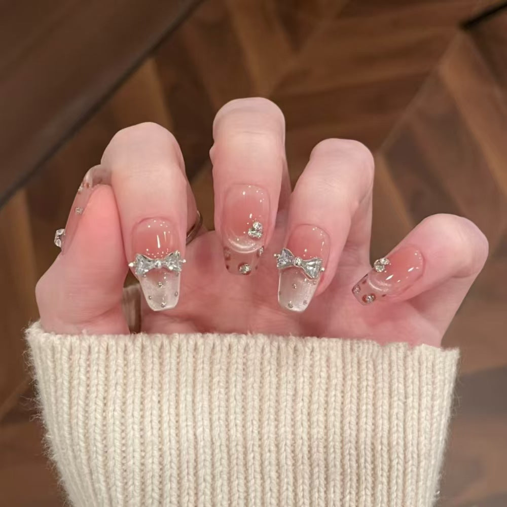 Artistic Press-On Nail Design with Floral Accents Stornfield