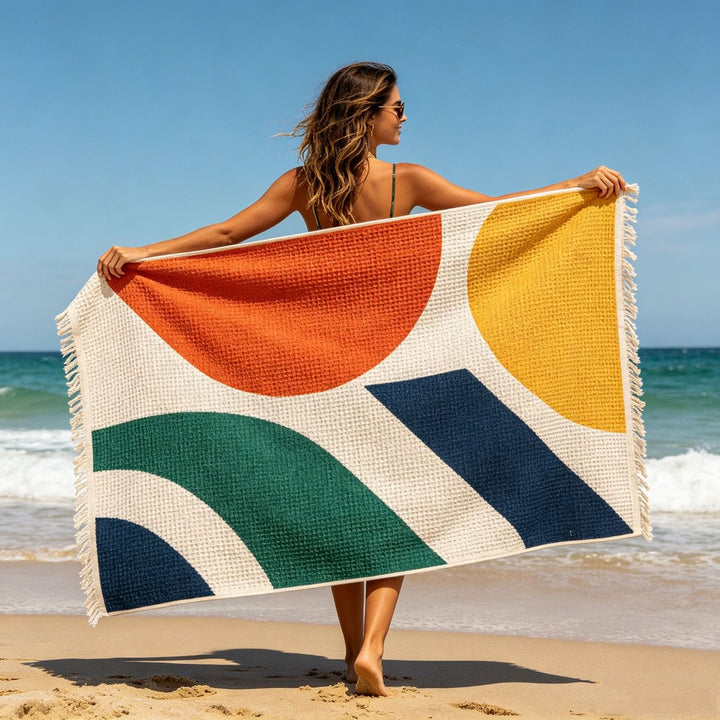 Multifunctional beach blanket with exotic floral pattern Stornfield