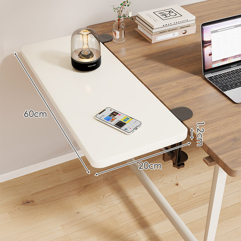 Clamp-On Adjustable Wooden Desk Side Shelf Extension with Foldable Bracket