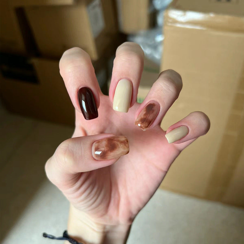 Artistic Press-On Nails with Marble Effect Stornfield