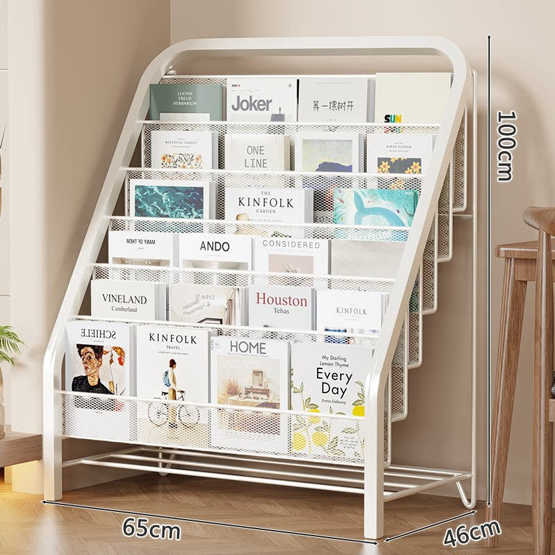 Slanted Tiered Mesh Floor Book and Magazine Display Rack