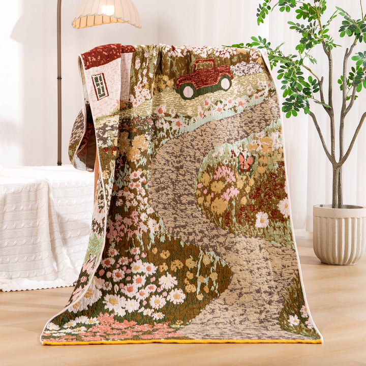Women's throw blanket with enchanting landscape motif Stornfield
