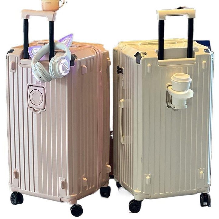 Hard-shell suitcase with extended storage space and double safety lock Stornfield