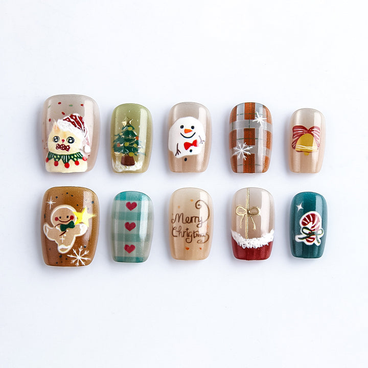 Christmas-Themed Press-On Nail Art Set Stornfield
