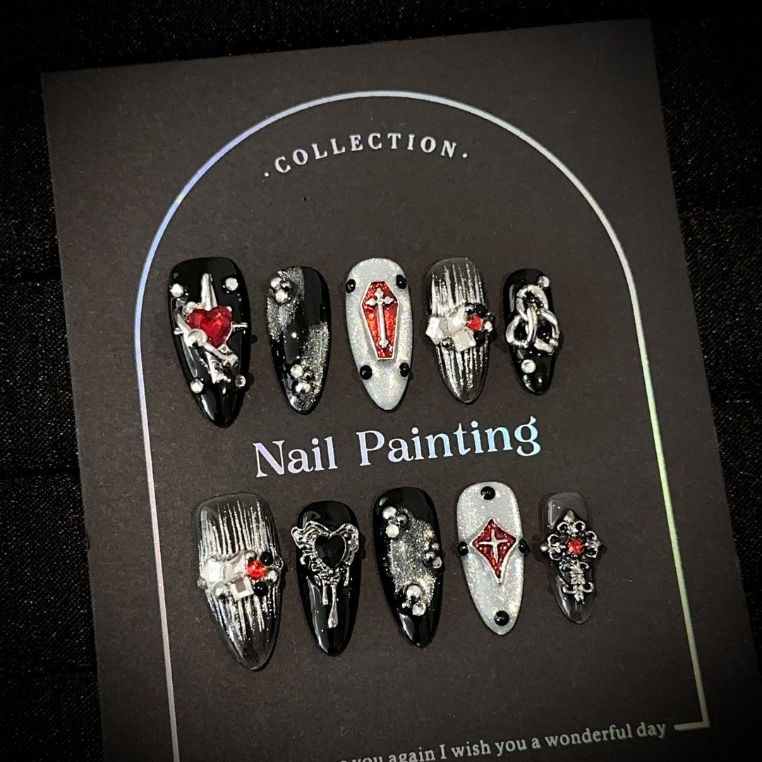 Gothic-Inspired Decorative Press-On Nails
