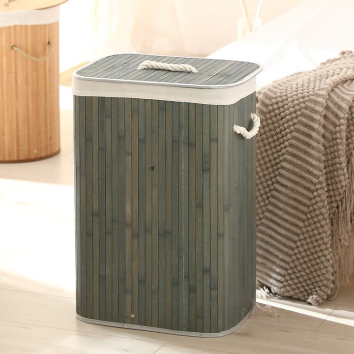 Elegant Laundry Basket Made of Bamboo with Practical Lid Stornfield