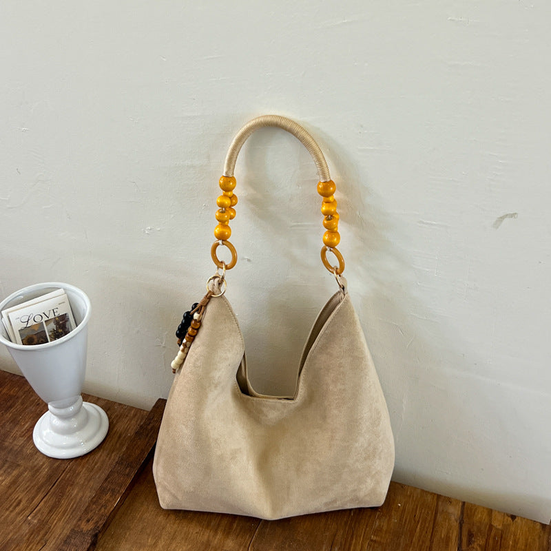 Stylish Hobo Handbag with Beaded Strap