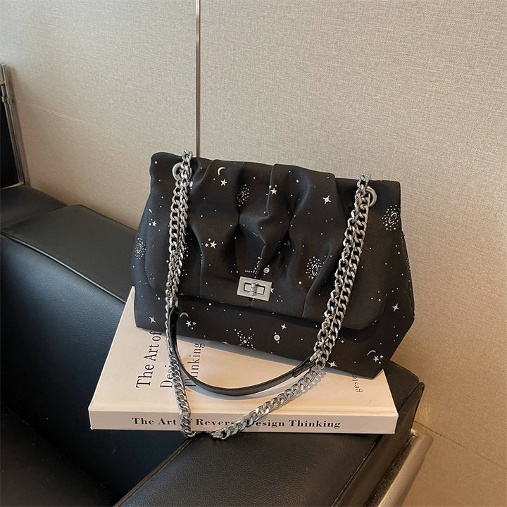 Stylish Chain-Accented Handheld Shoulder Bag