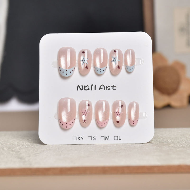Decorative Press-On Nail Extensions with Floral Accents Stornfield