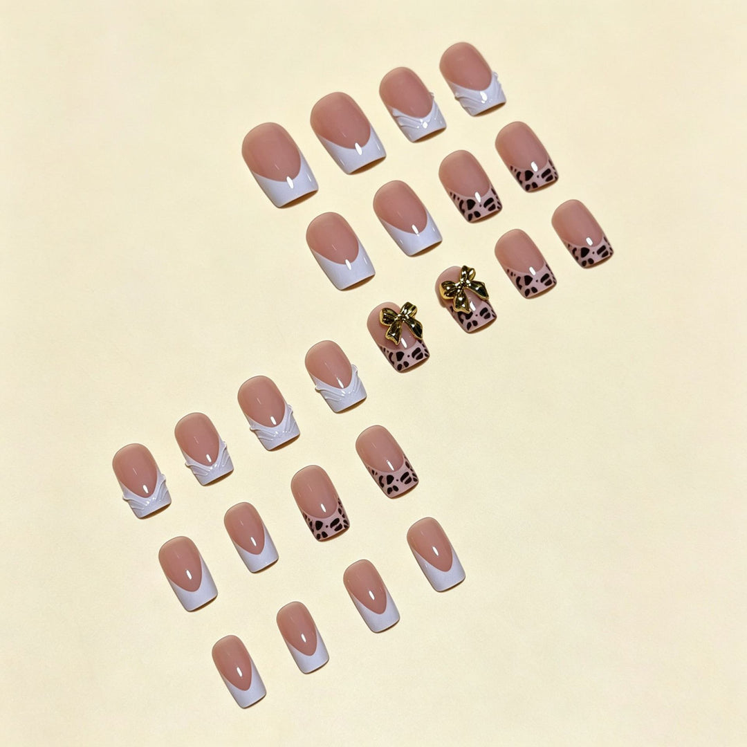 Artistic Premium Leopard and Bow-Embellished Press-On Nail Tips Stornfield