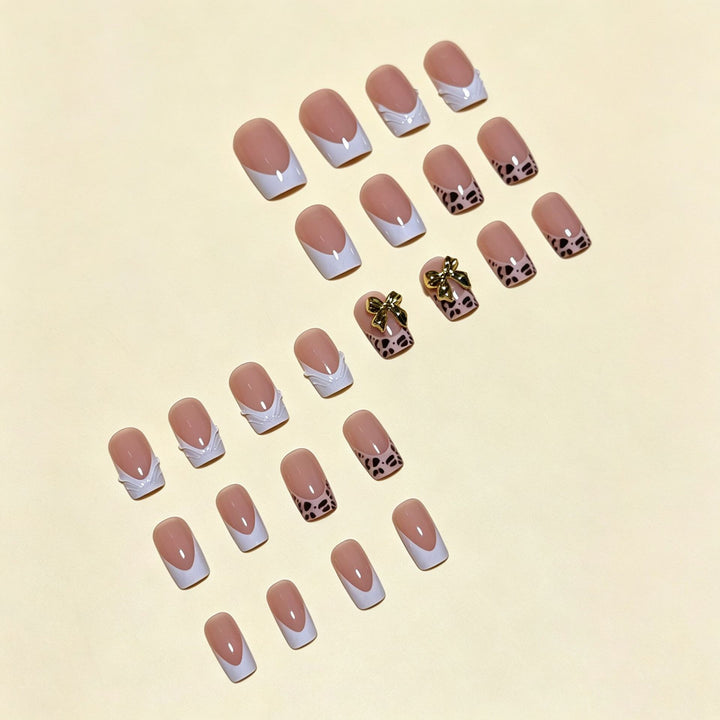Artistic Premium Leopard and Bow-Embellished Press-On Nail Tips Stornfield