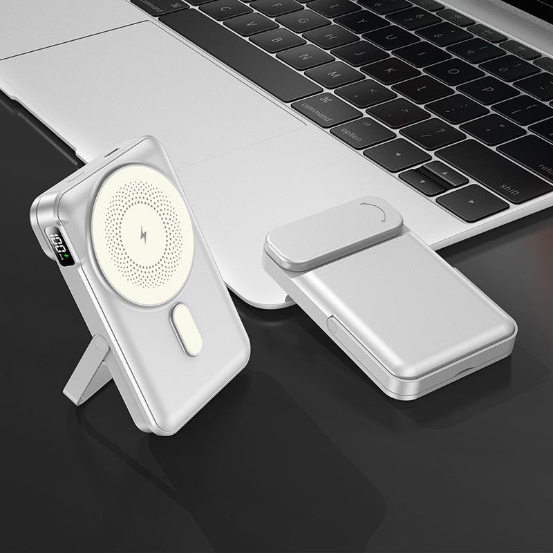 Portable power bank with integrated stand function and digital charging status display Stornfield