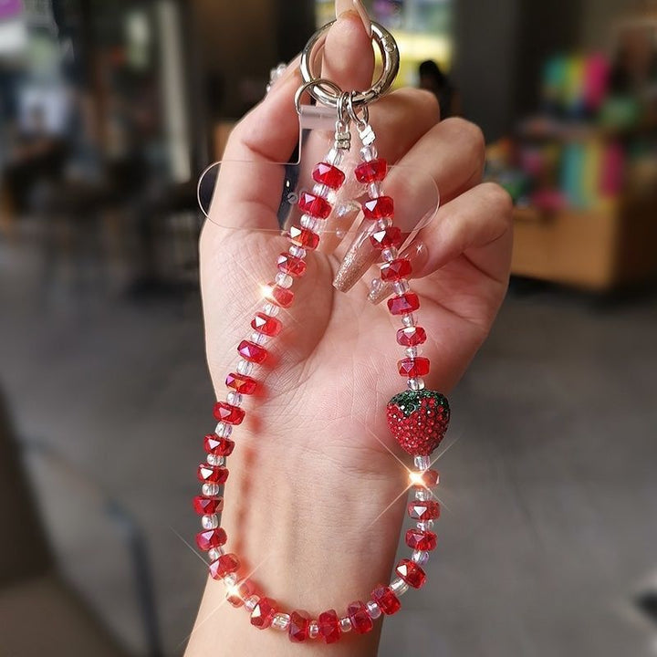 Strawberry-Themed Beaded Charm Keychain Stornfield