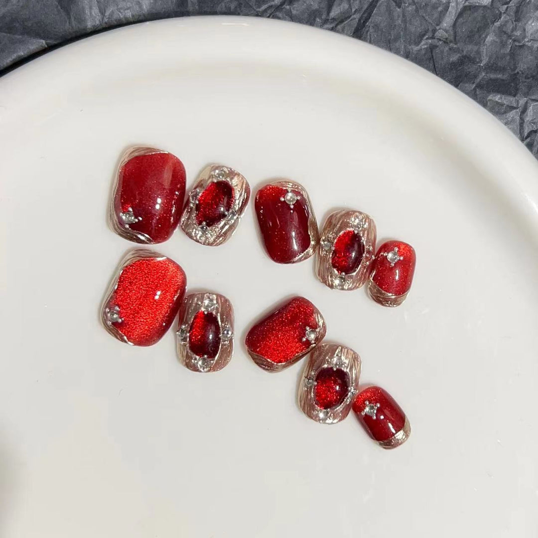 Glamorous Press-On Nail Set with Rhinestone Accents Stornfield