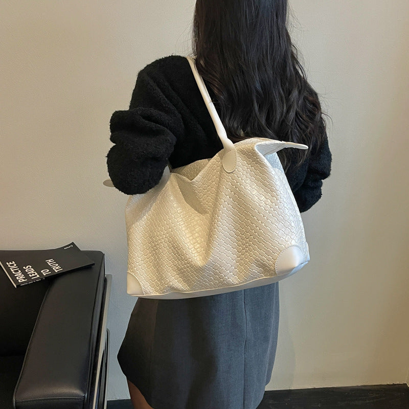 Woven Leather Travel Handbag