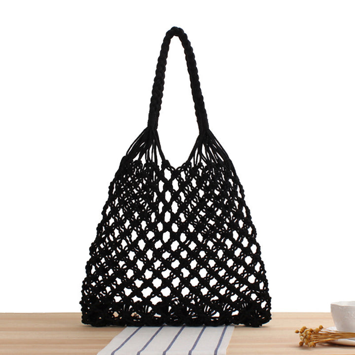 Mesh tote bag made of handcrafted natural material with unique pattern Stornfield