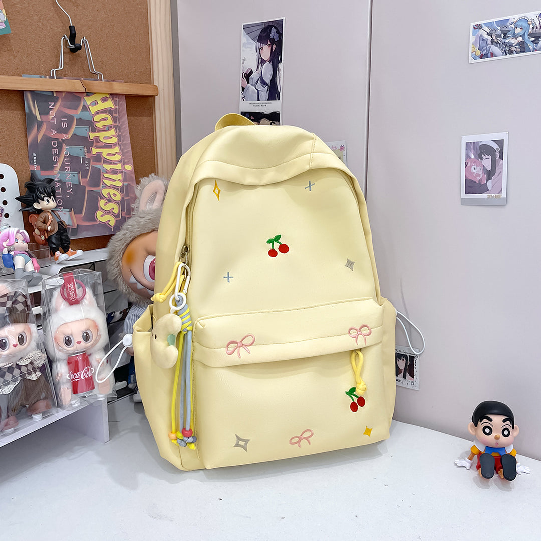 Cute Illustrated Cherry-Embellished Backpack Stornfield
