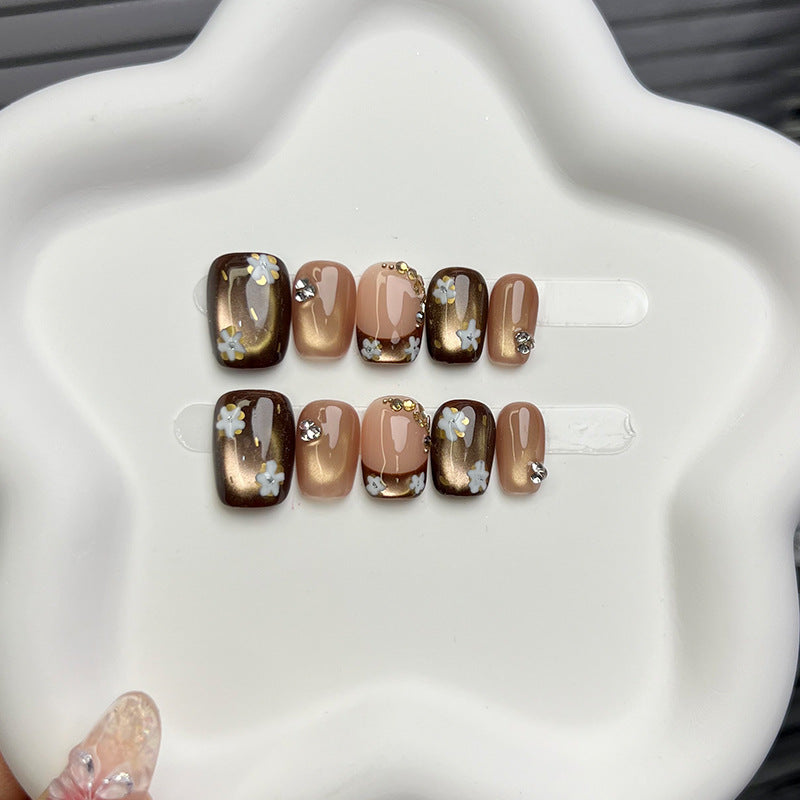 Floral-Decorated Press-On Nail Set